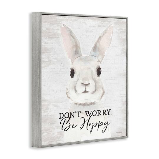 Stupell Industries Don't Worry Be Hoppy Easter Bunny Rabbit Pun Framed Giclee Art